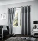 Luxury Fuel Stripe Fully Lined Thick Curtain Pair Ready Made Eyelet Top Curtains