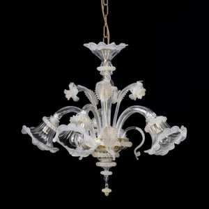 Helen lampadario in vetro di murano 5 luci cristallo oro bianco mignon - Picture 1 of 1