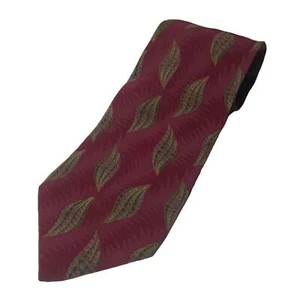 Men's Joseph Richards Geometric Silk Neck Tie Maroon Necktie - Picture 1 of 5