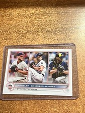 2022 Topps Baseball # 127 NL Strikeout Leaders Zack Wheeler/Max Scherzer/Burnes