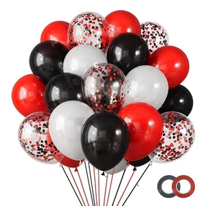 Red Black White Latex Balloons 60 Pack 12inch Confetti Balloons with9116 - Picture 1 of 10