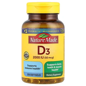 Nature Made, Vitamina D3, 50 mcg (2.000 UI), 250 cápsulas blandas, caducidad: 04/2028 - Imagen 1 de 2