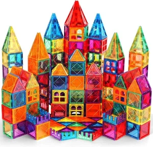 Kids 100PCS Magnetic Tiles Toy | Magnetic Building Blocks Set STEM Magnet New - Picture 1 of 5