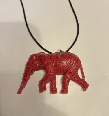 Elephant Resin Necklace with chain. One of a kind art. #56 - Image 1 of 4
