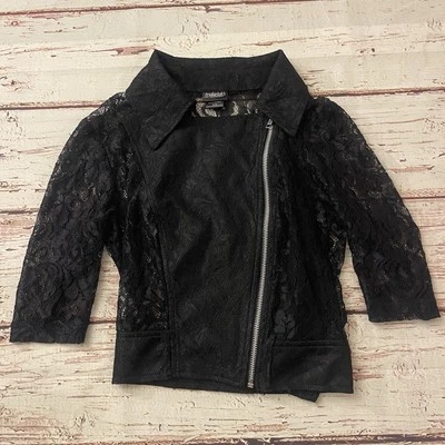 Frederick's Of Hollywood Negro Encaje Transparente Floral Abotonado Cremallera Completa Talla XS Foto 1 de 4