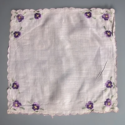 Pañuelo vintage par de pensamientos morados flores florales Foto 1 de 4