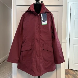 NWT Women's Lands' End 3-in-1 Systems Jacket / Vest Maroon Red Size XL Hooded - Picture 1 of 19
