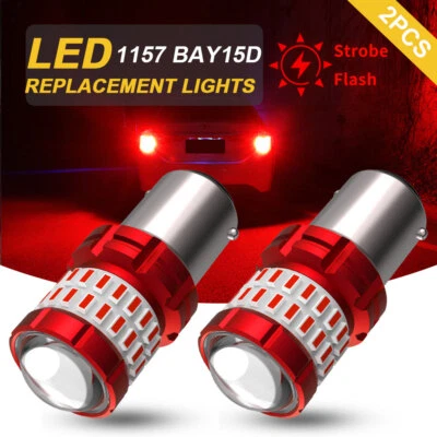 2PCS 1157 BAY15D Flash Strobe LED Red Tail Turn Signal Light for Chevrolet & GMC - Image 1 of 4