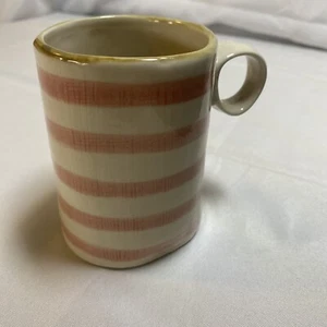 Artisan Collection Mug Pink Striped Handmade Look Irregular Shape - Picture 1 of 10