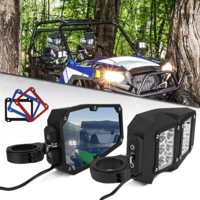 Espejos retrovisores laterales de 1,75"/2" con luz LED de roca para Polaris RZR 570/900/XP 1000 Foto 1 de 4