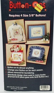 HTC 10x10" Counted Cross Stitch 14 Count Aida Fabric BUTTON-ONS Sealed NIP - Picture 1 of 3