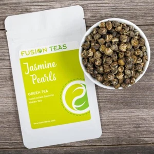 Jasmine Pearls Green Tea - Superior Rolled Loose Leaf - Fusion Teas - Picture 1 of 5