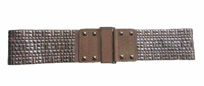 * Textil MNG Gummi Gürtel Taillengürtel taupe - Silber Nieten Länge 68 cm M * - Bild 1 von 4