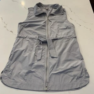 Gray Sleeveless Full Zip Windbreaker Vest w/ Belt, Pockets Size Medium 8/10 - Picture 1 of 9