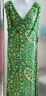 Lauren Ralph Lauren Cowl Neck Knee/midi Length Dress-size 1x(small)-green/yellow