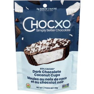 4 x Chocxo 85% Cacao Dark Chocolate Coconut Cups 98g Each Canada - Picture 1 of 1