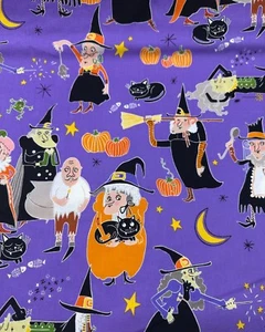 1/2 Yard HTF Hagathas Halloween 2015 OOP Alexander Henry Cotton Fabric Purple - Picture 1 of 5