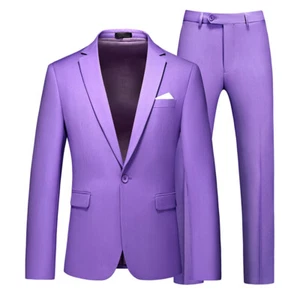 Trajes formales de un botón para hombre 2 piezas Blazer Chaqueta Pantalones Delgados Fiesta Novios Boda - Imagen 1 de 43