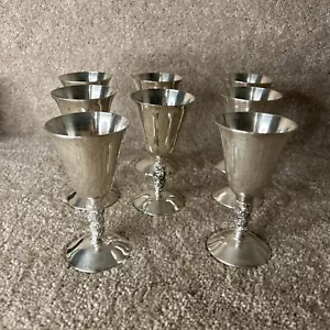 8 Vintage Plator Silber Metall Wein Wasser Kelche Kelch Tasse Gläser Spanien - Bild 1 von 8