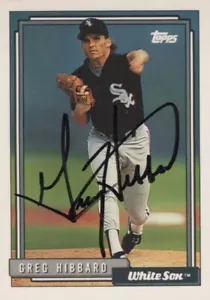 1992 Topps - #477 Greg Hibbard Signed Baseball Card Autographed - Foto 1 di 2
