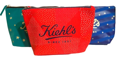 3 x Kiehl's  ~ Red & Blue + Green  Limited  Edition Cosmetic Bag  New.. Set of 3 - Image 1 of 4