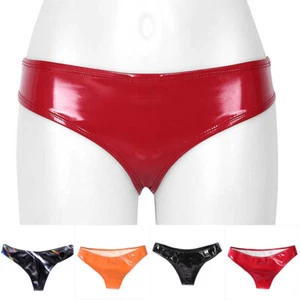 Women Faux Latex Wet Look G-String Briefs Panties Low Waist Bikini Underwear - Picture 1 of 28