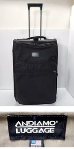 Vtg Rare* ANDIAMO 22” Upright Wheeled Carry On Suitcase, Black, Made in USA - Picture 1 of 15