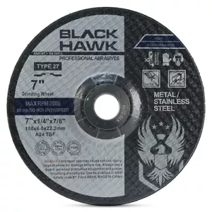 50 Pack - 7" x 1/4" x 7/8" Black Hawk Grinding Wheels T27 Discs for Metal - Picture 1 of 5