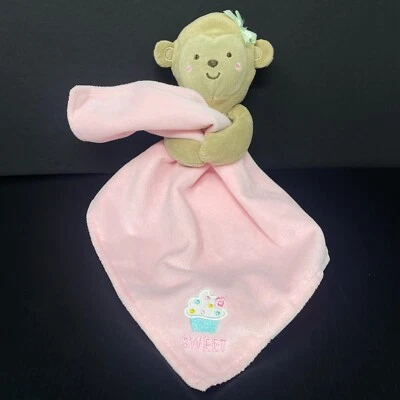 Child Of Mine Carters Pink Monkey Baby Lovey Security Blanket Sweet Cupcake  - Image 1 of 4