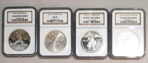 1992 Silver Dollar Modern Commemorative 4 Coin Set $1 MS69 & PF69 - Picture 1 of 2