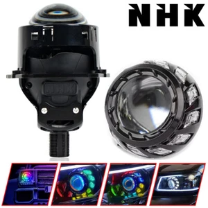 NHK 3.0'' M1 Bi LED Projector Lens RGB LED Angel Eyes Turbine Shrouds Headlight - Picture 1 of 25