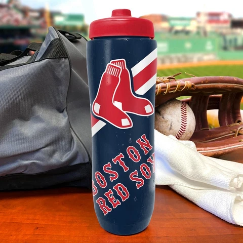 MLB Boston Red Sox Squeezy Water Bottle BPA Free Holds 32 Ounces Cover