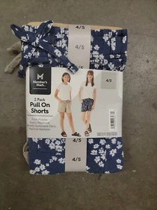 Members Mark 2 Pack Pull On Shorts 4/5 Girls - Picture 1 of 2