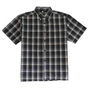 Camisa de trabajo tejida a cuadros manga corta Yago para hombre A14A negra - Imagen 1 de 3
