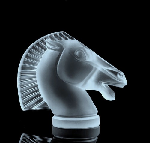 Art Decò Vetro Cavallo Auto Mascotte Longchamp Scultura 1930 H.Hoffmann di Lalique