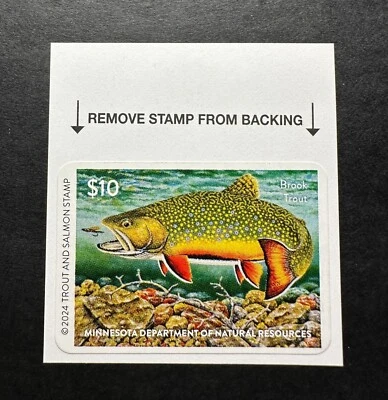 WTDstamps - 2024 MINNESOTA - State Trout Fishing Stamp - Mint OG NH - Image 1 of 2