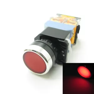 Round Red Push Button Switch Momentary AC220V LED Light 22mm 1 NO 1 NC 380V 10A - Picture 1 of 8