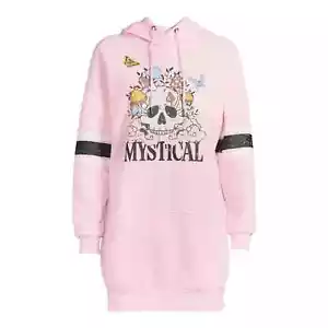 NWT No Boundaries Juniors M (9-7) Oversized Graphic Hoodie Long Sleeve Pink - Picture 1 of 14