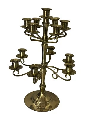 ANCIEN BOUGEOIR CHANDELIER EN BRONZE 12 BRANCHES 13 BOUGIES - Photo 1/4