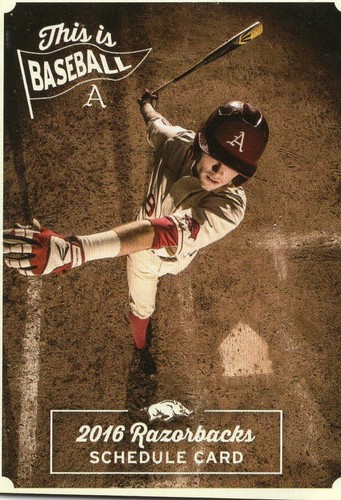 Arkansas Razorbacks SEC Baseball 2016 Pocket Schedule Card | eBay
