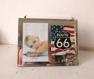 CORNICE PORTAFOTO ROUTE 66 FLAG AND LOGO - Foto 1 di 6