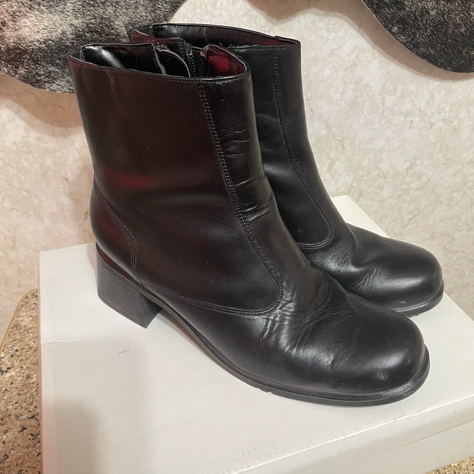 Botines de cuero negro para mujer AJ Valenci talla 8,5 M cremallera lateral 821771 Foto 1 de 4