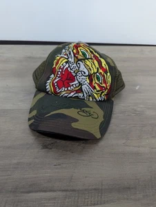 Ed Hardy Christian Audigier Trucker Hat Camo Green Tiger Cap Snapback Camoflauge - Picture 1 of 11
