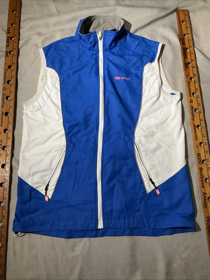 Sugoi Cycling Vest Womens Medium Blue White Versa Jacket Lightweight Full Zip - Image 1 of 4