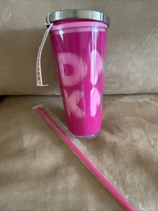 Dunkin Donuts Rosa Acryl 20 Unzen Becher Edelstahl Deckel Tasse - SELTEN - Neu mit Etikett - Bild 1 von 5