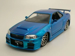 Nissan Skyline GT-R R34 2002 Blu Brian Fast & Furious Modellino 1:24 Jada Toys - Foto 1 di 7