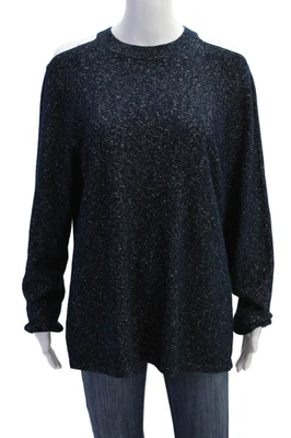 Elie Tahari Womens Crew Neck Cold Shoulder Detail Knit Sweater Dark Blue Size XL - Image 1 of 4
