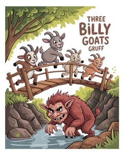 8 1/2 x 11 Three Billy Goats Gruff Druck Wandbild Deko Foto Poster Bild - Bild 1 von 2