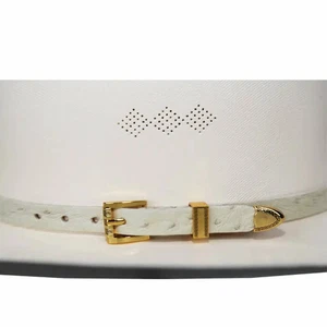 Sombrero de vaquero de avestruz banda hueso chapado en oro conjunto de 3 hebillas hecho a mano 26 - Imagen 1 de 1
