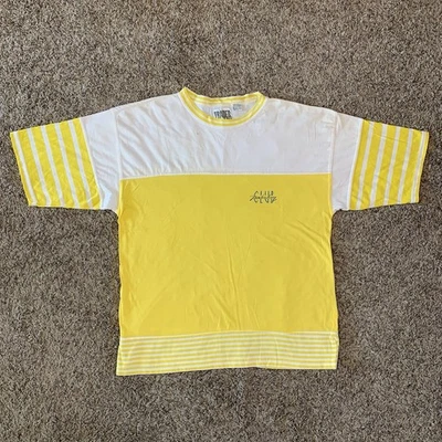 Vintage Trader Bay Shirt Mens XL Yellow Color Block Striped 90s Skate Surf - Image 1 of 4